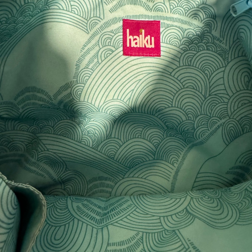 Embroidered Cherry Blossom Haiku Gray Tote Bag - Picture 7 of 7